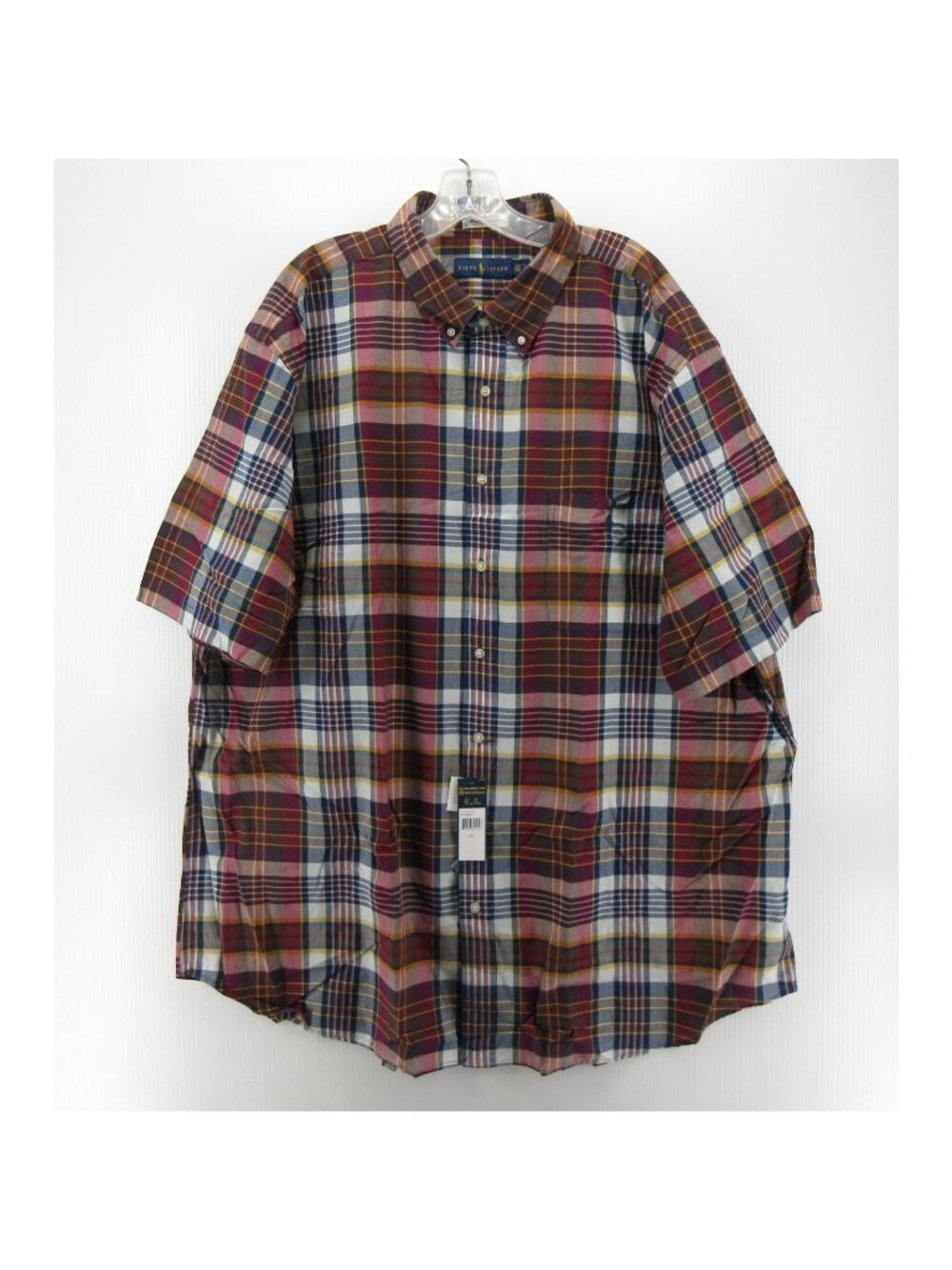 Ralph Lauren Shirt XXL Tall Bleeding Madras Plaid Button Down Pocket